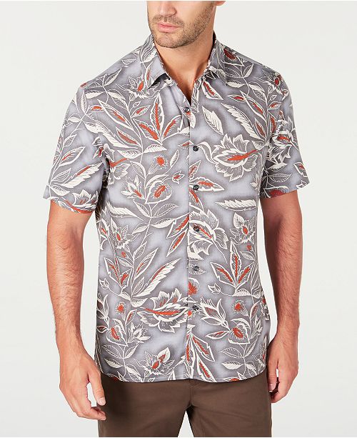 Tasso Elba Men S Floral Print Short Sleeve Silk Shirt Created For
