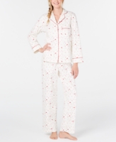 Charter Club Printed Cotton Flannel Packaged Pajama Set, Created for Macy's - Cardinal