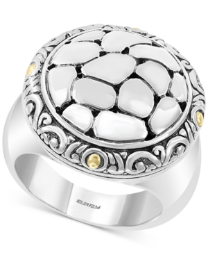 image of Effy Crackle Circle Statement Ring in Sterling Silver & 18k Gold