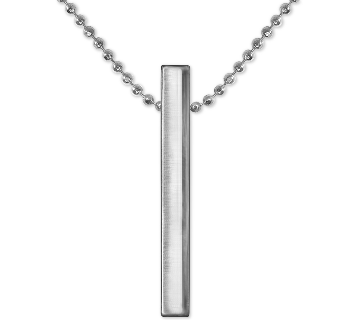 Polished Vertical Bar 16" Pendant Necklace in Sterling Silver - Sterling Silver