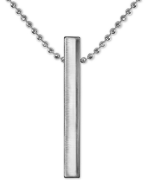 Alex Woo Polished Vertical Bar 16" Pendant Necklace In Sterling Silver