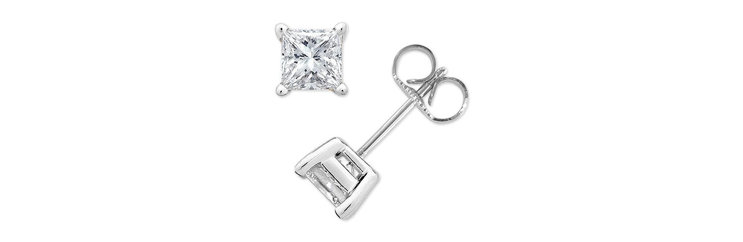Princess-Cut Diamond Stud Earrings in 10k White Gold (1/10 ct. t.w.)