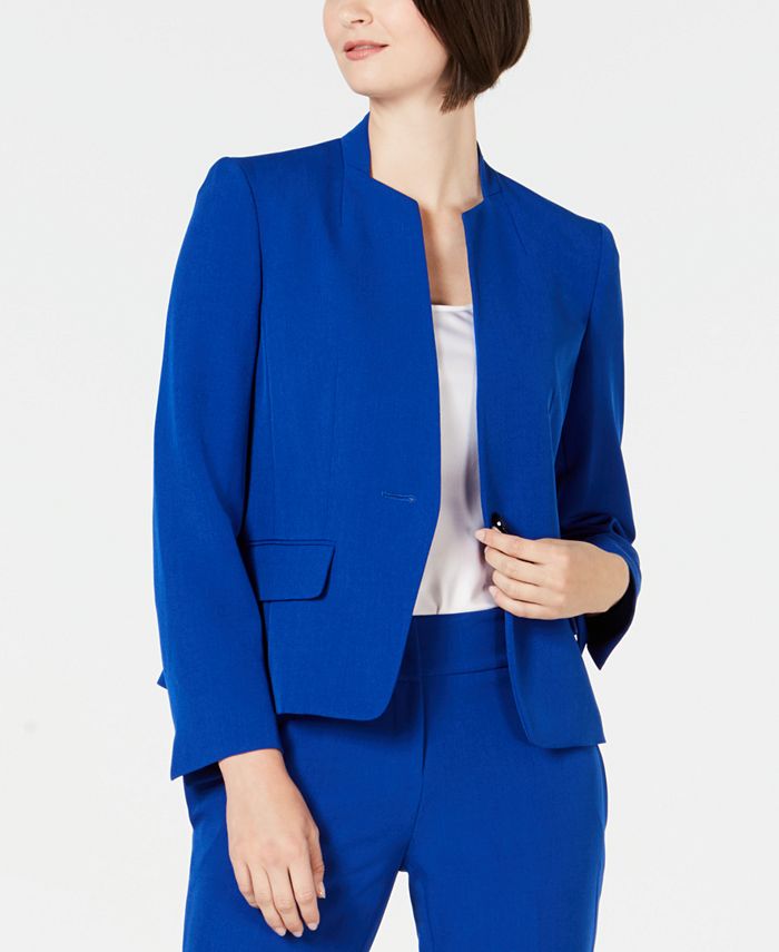 Le Suit Collarless One-Button Pantsuit - Macy's
