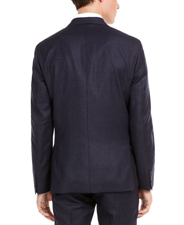 DKNY Men's Modern-Fit Stretch Navy Stripe Flannel Suit Separate Jacket ...