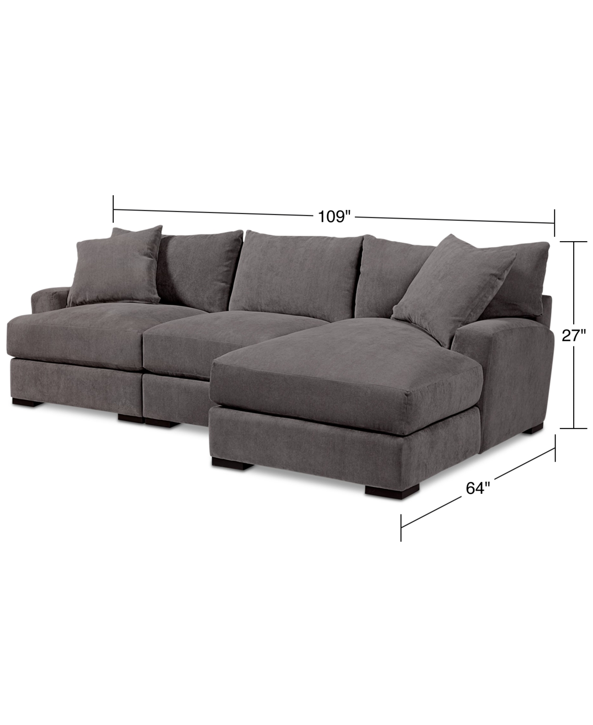 Rhyder 3-Pc. Fabric Sectional Sofa with Chaise, Created for Macy's