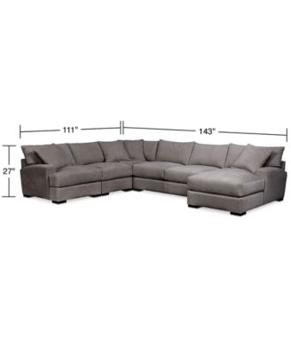 CLOSEOUT! Rhyder 5-Pc. Fabric Sectional Sofa with Chaise, Created for Macy's