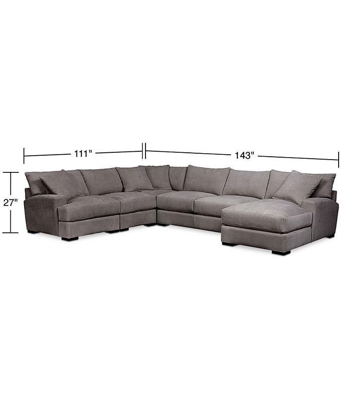 Furniture Rhyder 5Pc. Fabric Sectional Sofa with Chaise, Created for