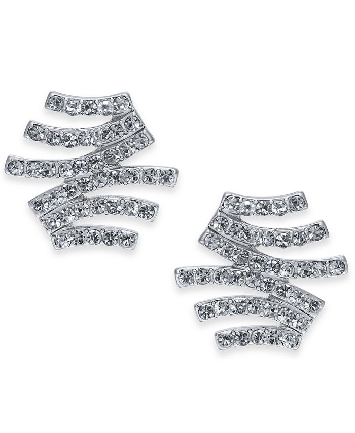 INC International Concepts INC SilverTone Pavé ZigZag Stud Earrings, Created for Macy's Macy's