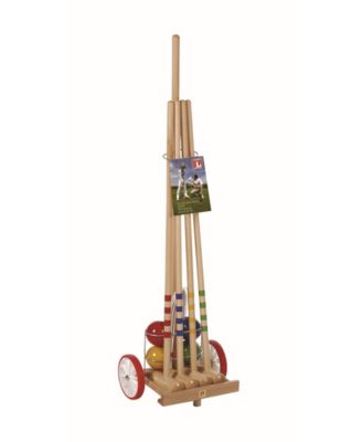 4 Player Croquet with Trolley Solid Beechwood Outdoor Game Set