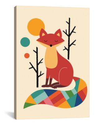 Rainbow Fox by Andy Westface Wrapped Canvas Print - 40" x 26"