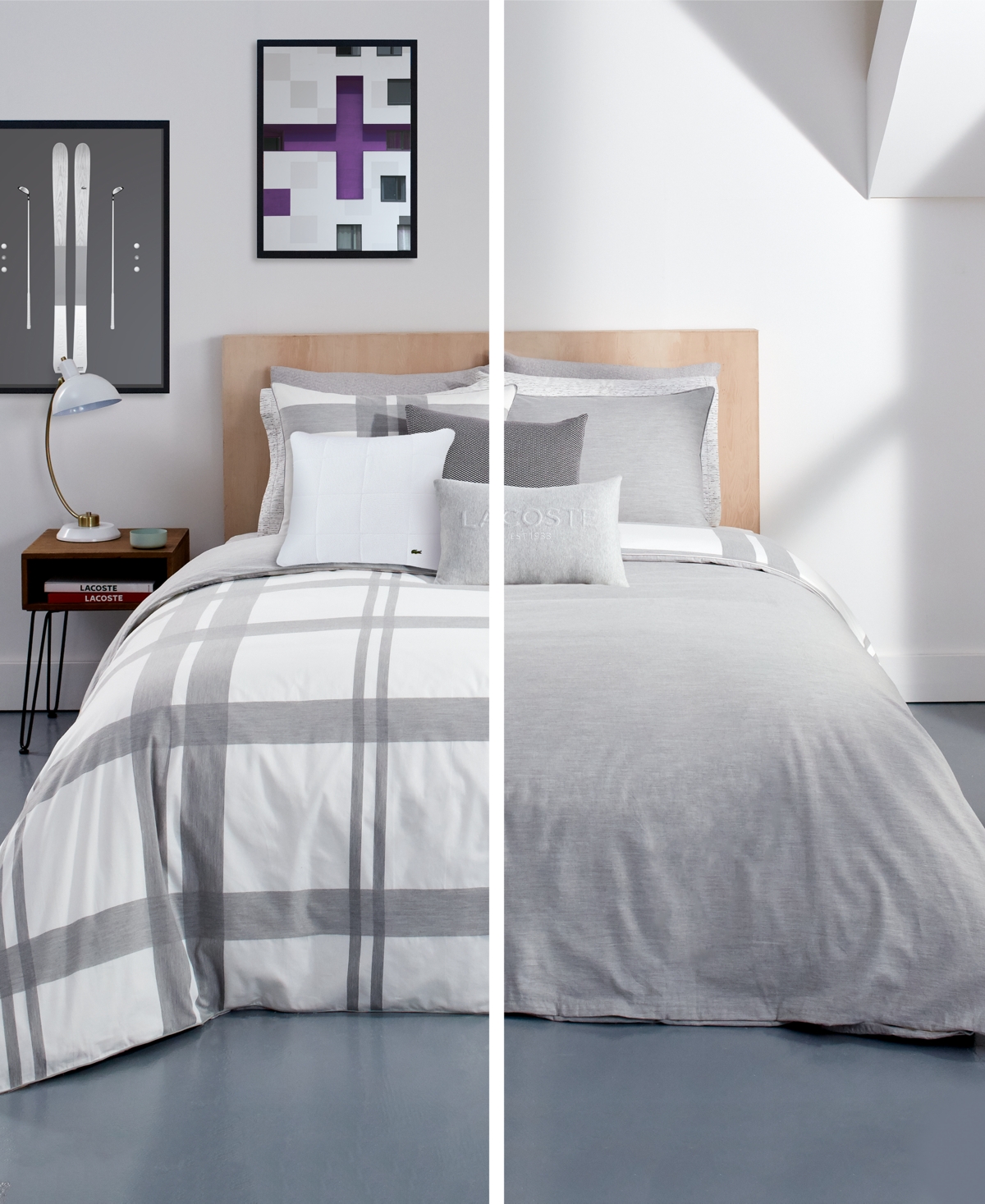 Shop Lacoste Home Baseline Duvet Cover Set, Full/queen In Micro Chip,white