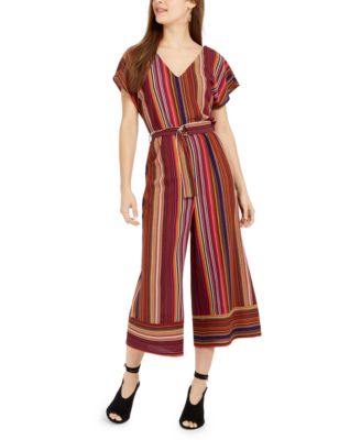 Be Bop - Juniors' V-Neck Striped Jumpsuit