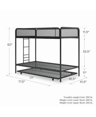 Elia Triple Twin Metal Bunk Bed