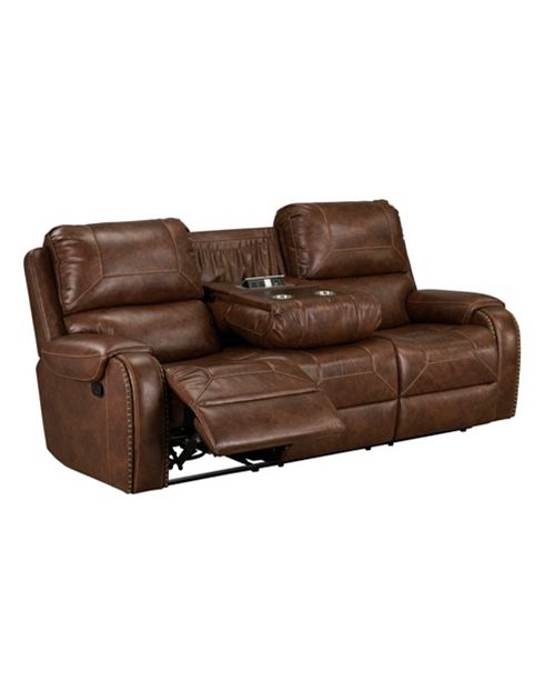 Brown leather reclining sofa