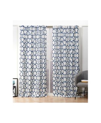 Hexa Geometric Print Hidden Tab Top Curtain Panel Pair, 54" X 96"