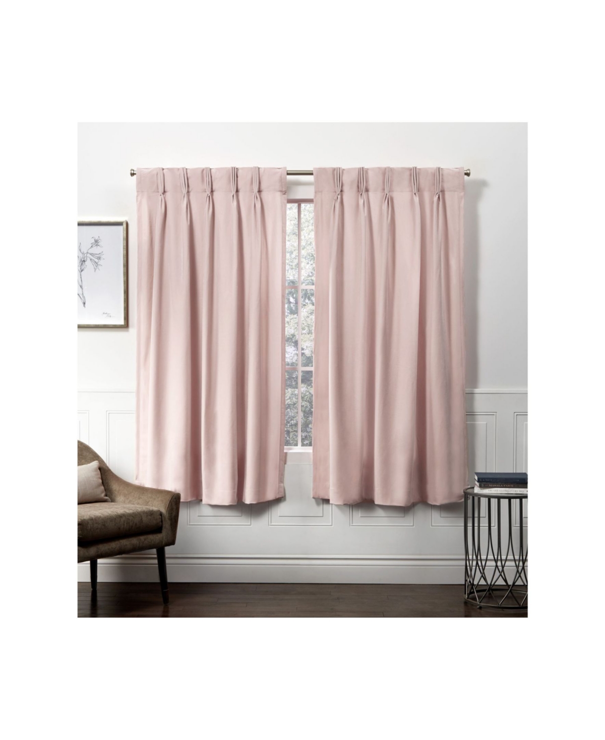 Exclusive Home Curtains Velvet Heavyweight Pinch Pleat Curtain Panel Pair, 27" X 63" In Pink