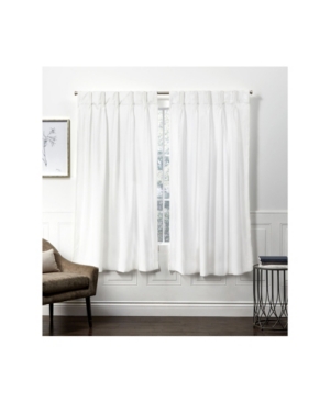 Exclusive Home Curtains Velvet Heavyweight Pinch Pleat Curtain Panel Pair, 27" X 63" In White