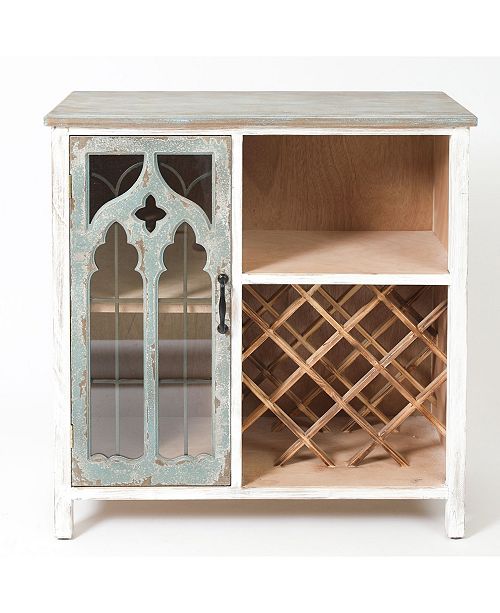 Luxen Home Shabby Chic Distressed Storage And Wine Cabinet