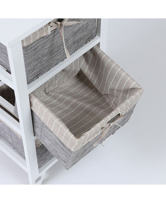 Luxen Home Wood End Table with Baskets Macy's