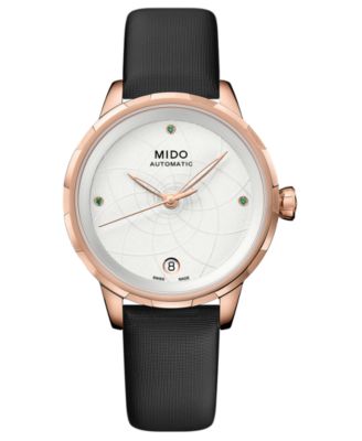 Mido - Women's Swiss Automatic Rainflower Black Fabric Strap Watch 34mm
