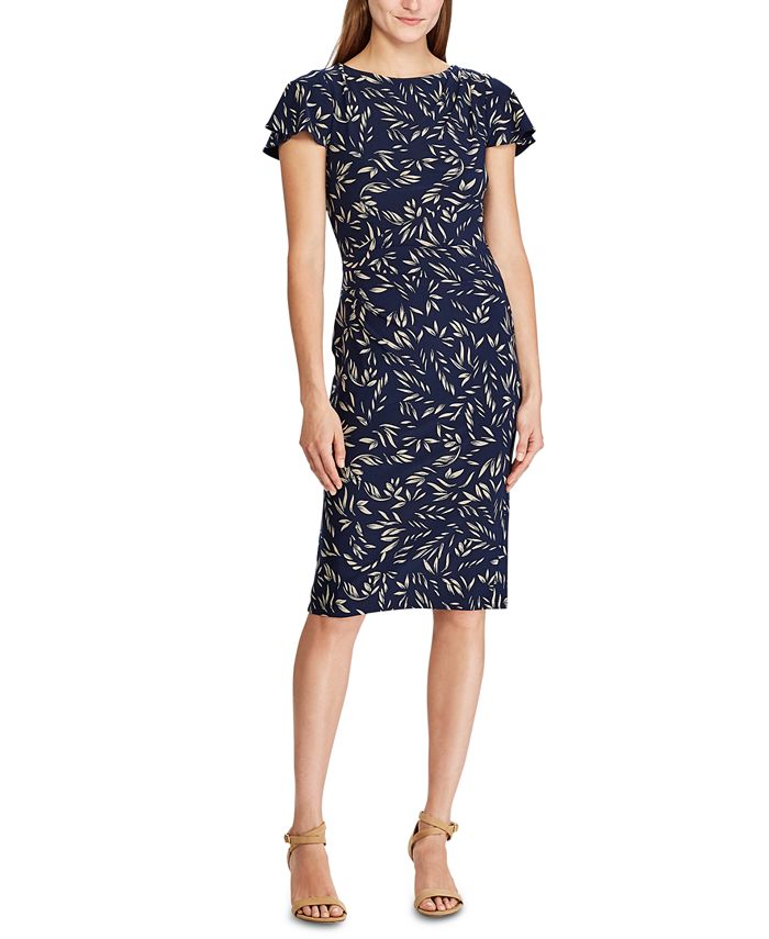 Lauren Ralph Lauren Petite Botanical-Print Short-Sleeve Jersey Dress ...