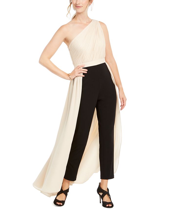 Adrianna Papell Petite One-Shoulder Jumpsuit - Macy's