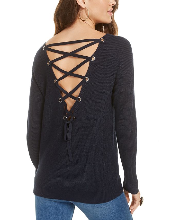 Lace up deals back sweater