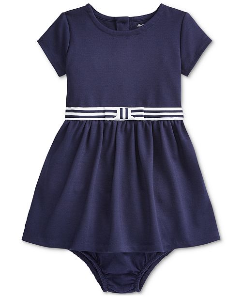 Polo Ralph Lauren Baby Girls Ponte Roma Bow Dress Reviews All Girls Dresses Kids Macy S