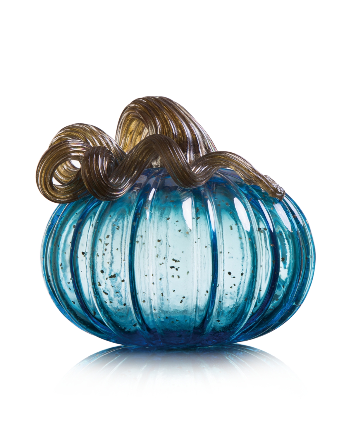 Glitzhome Small Glass Pumpkin In Blue