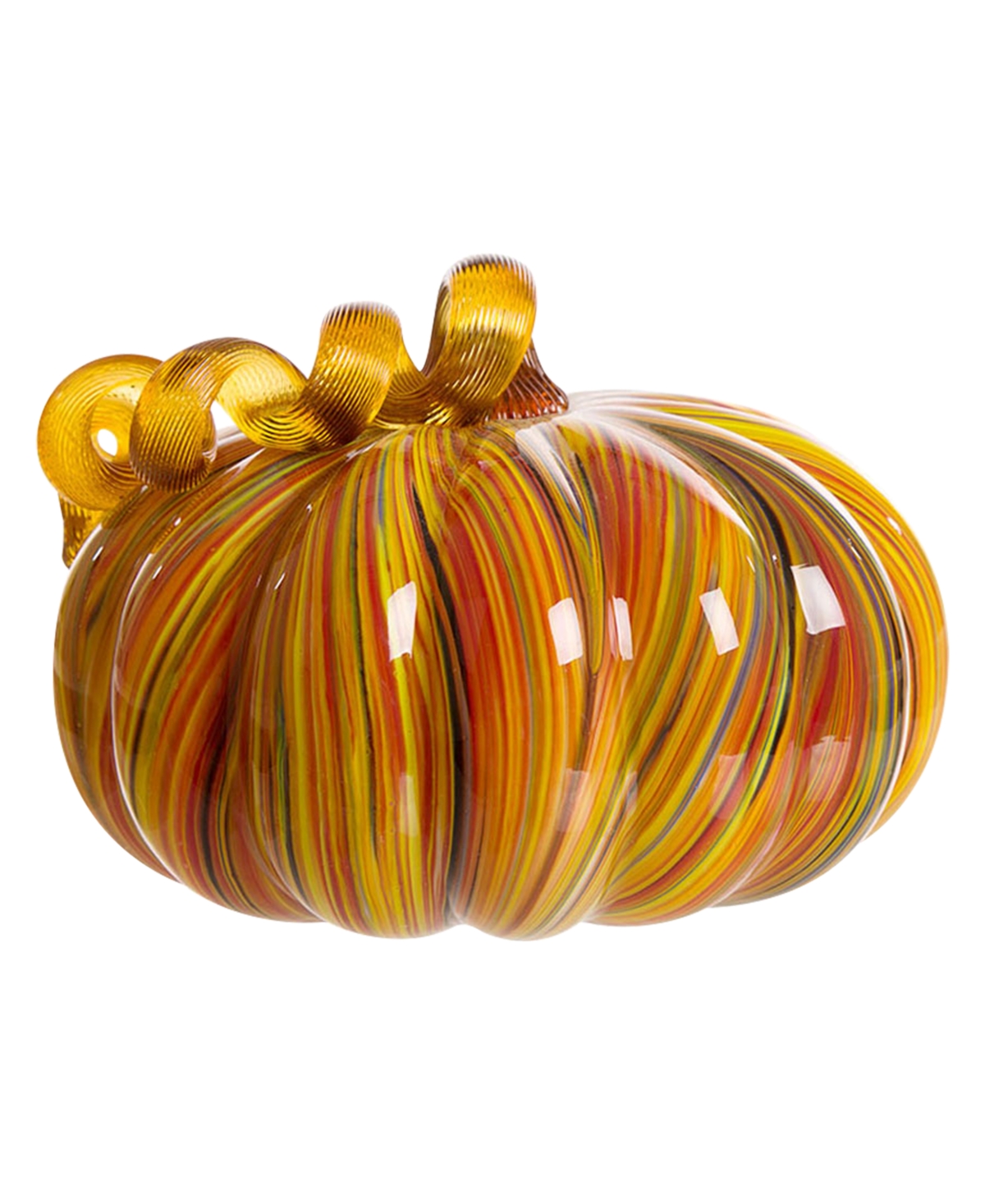 Glitzhome Striped Glass Large Pumpkin In Multi