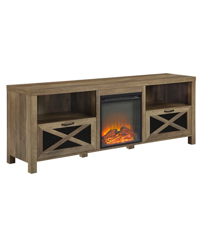 Walker Edison Rustic Farmhouse Fireplace TV Stand Macy's