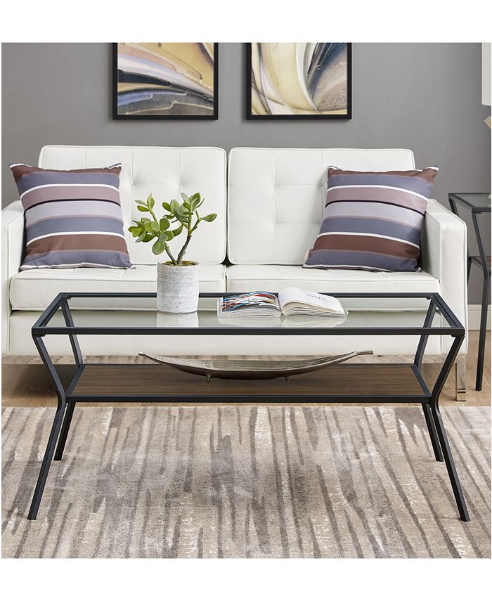 Walker Edison Modern Metal and Glass Coffee Table Macy's
