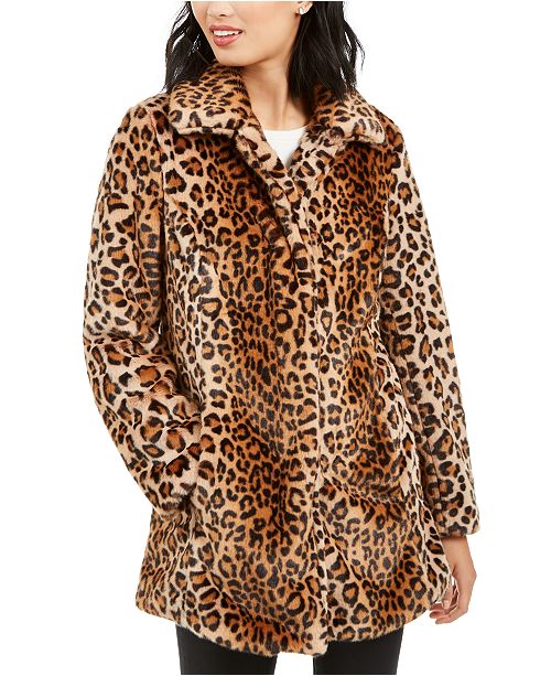 Anne Klein Leopard Print Faux Fur Coat Reviews Coats Women