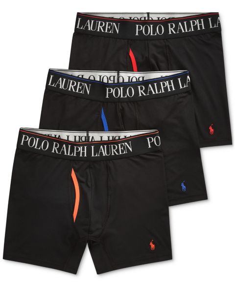 Трусы-боксеры Cool для мужчин, микрофибра, 3 шт. — Polo Ralph Lauren, цвет: Чёрный