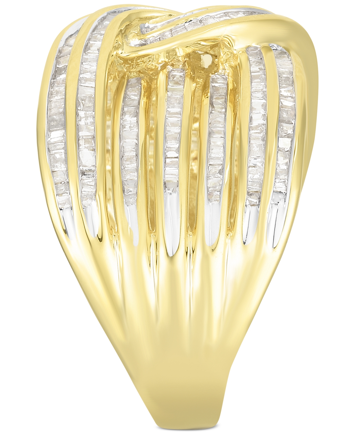 Diamond Baguette Interwoven Statement Ring (1 ct. t.w.) in Rose Gold-Plated Sterling Silver (Also available in Gold-Plated Silver) -Silve