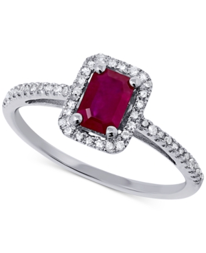 image of Certified Ruby (5/8 ct. t.w.) & Diamond (1/5 ct. t.w.) Ring in 14k White Gold