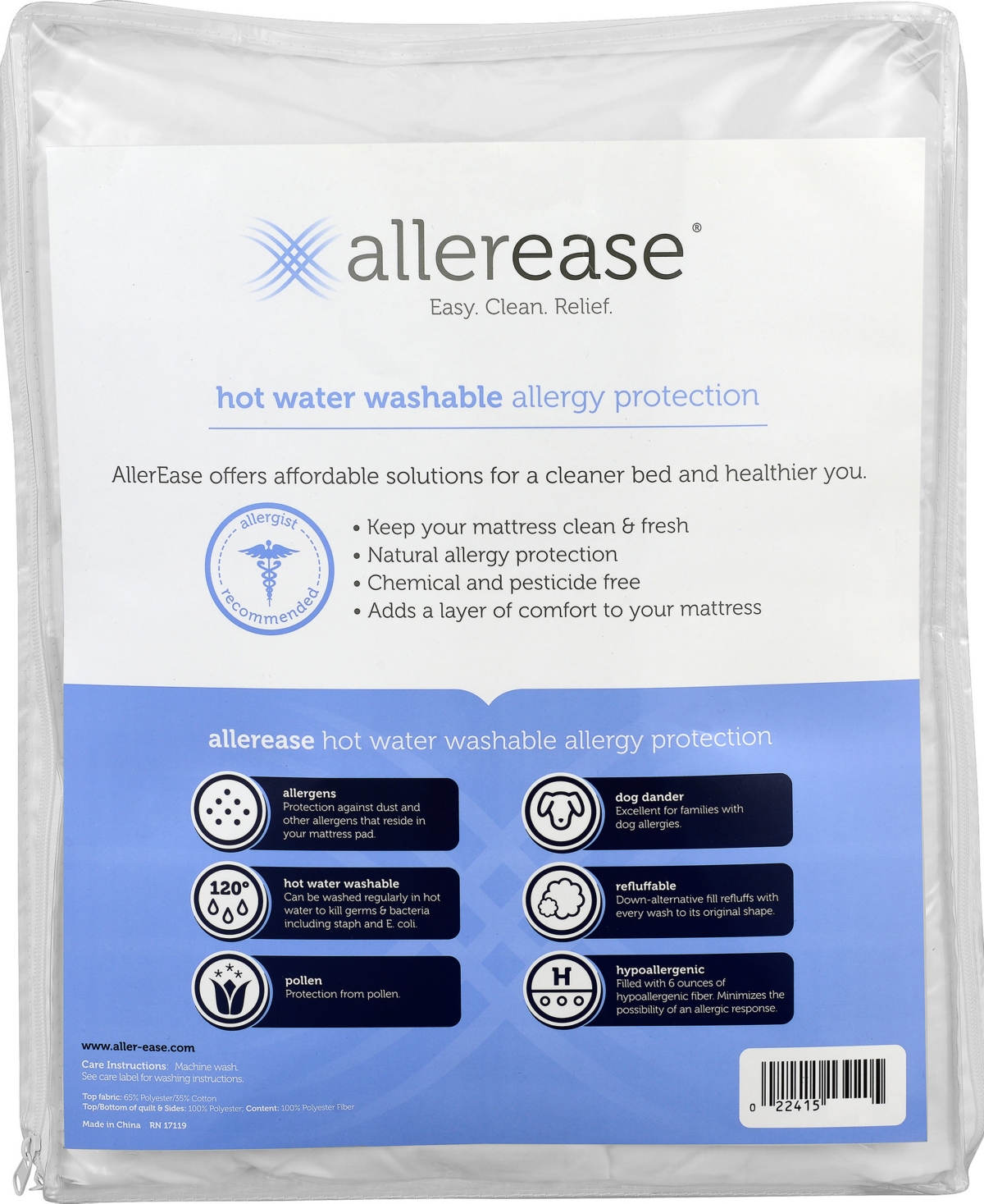 AllerEase Hot Water Wash Deep-Pocket Full Mattress Pad