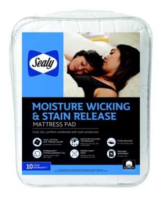 100% Cotton Moisture Wicking and Stain Release Mattress Pad, Full