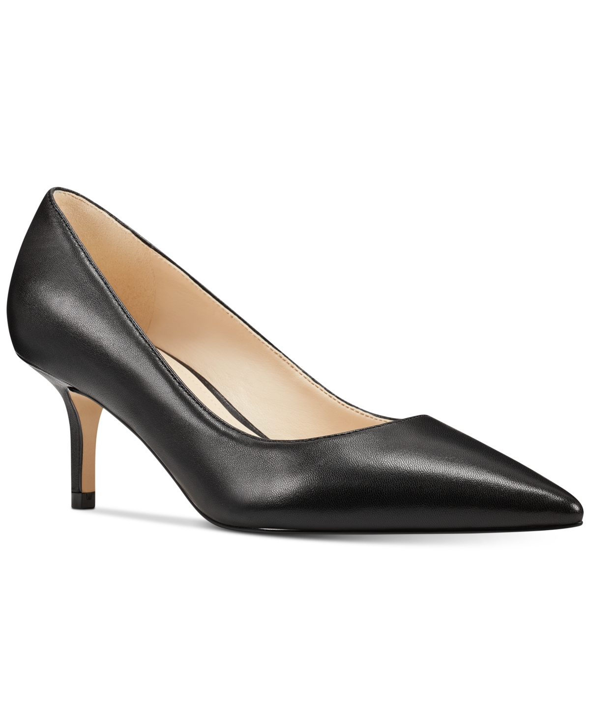 Nine West Women's Arlene Kitten Heel Pointy Toe Pumps - Black - Leather