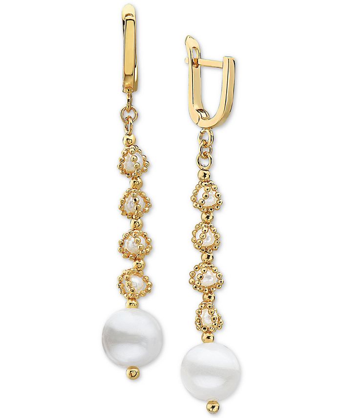 EFFY Collection - Cultured Freshwater Pearl (3-1/2mm & 9-1/2mm) Drop Earrings in 18k Gold-Plated Sterling Silver