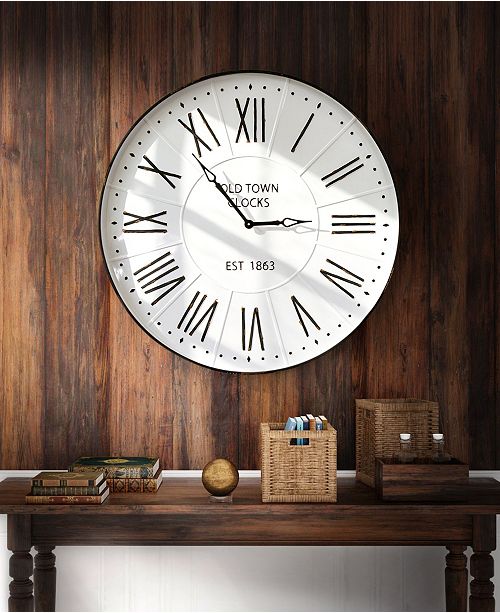 Glitzhome Oversized Farmhouse Metal Enamel Wall Clock & Reviews