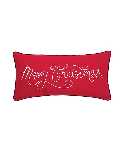 C F Home Merry Christmas Applique Embroidered Pillow