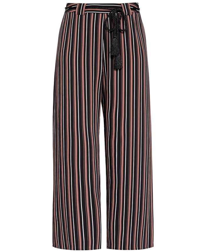 City Chic Trendy Plus Size Striped Belted Pants - Macy's