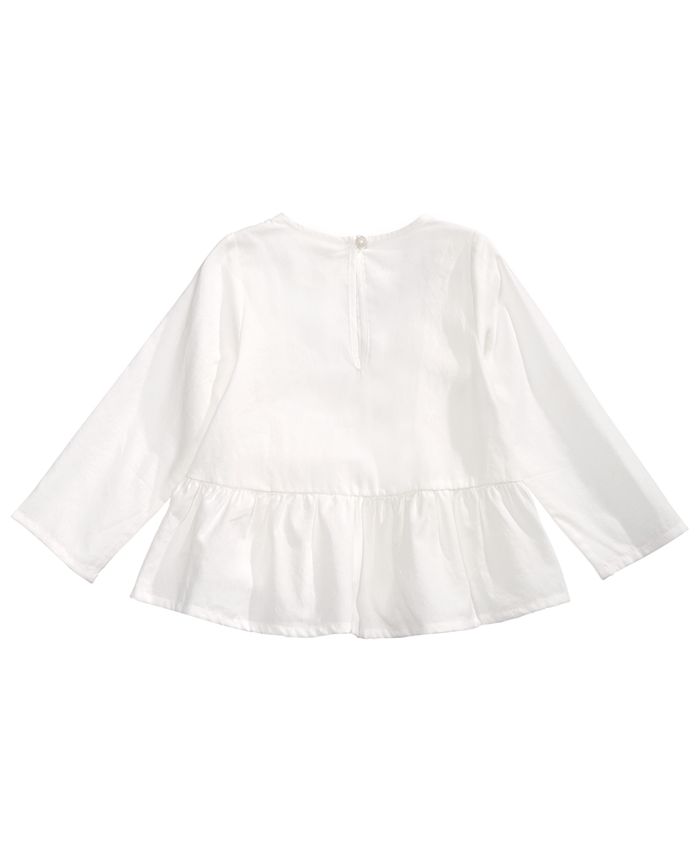 First Impressions Baby Girls Cotton Embroidered Ruffle-Trim Top ...