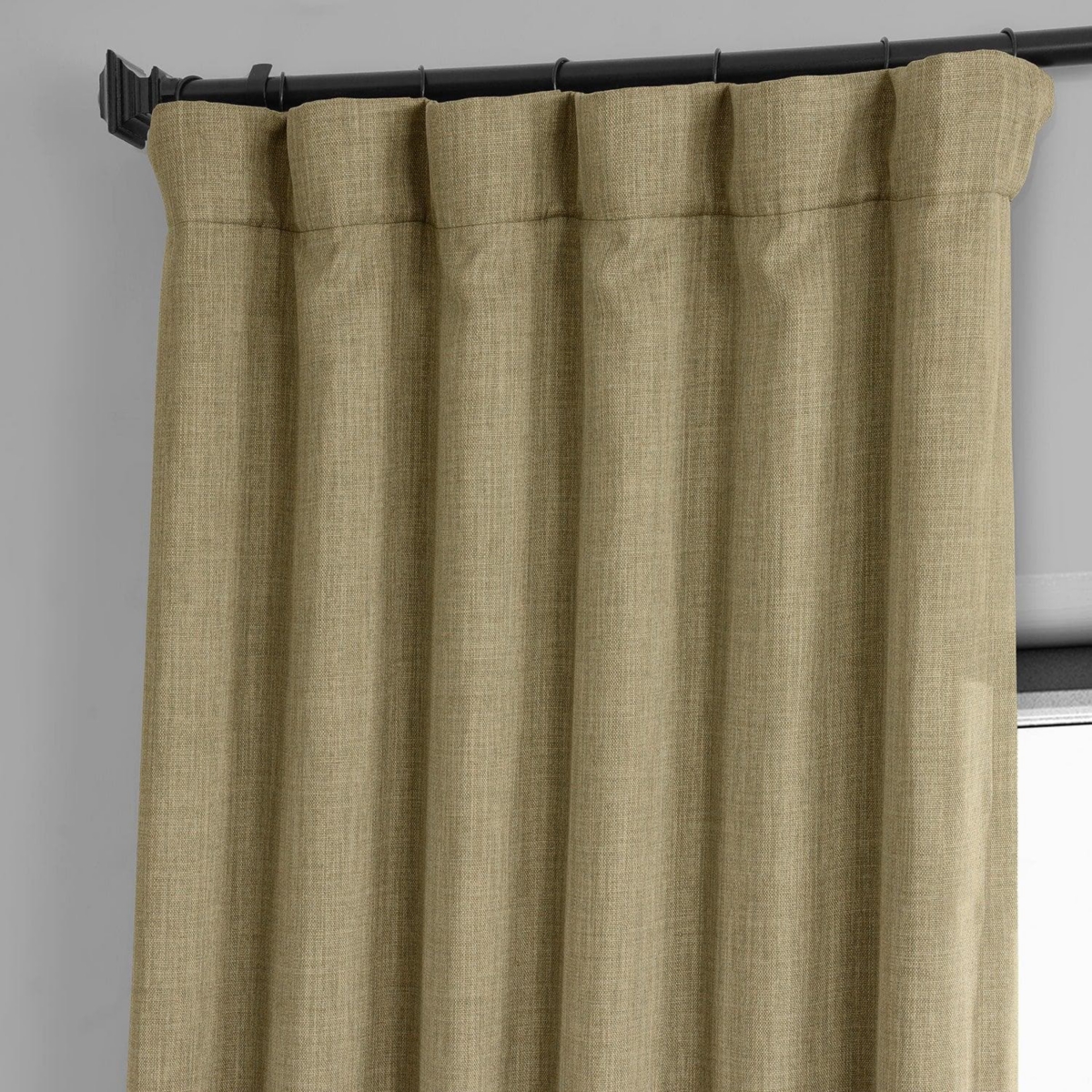 Half Price Drapes Nomad Tan Textured Faux Linen Room Darkening Curtain In Beige,tan