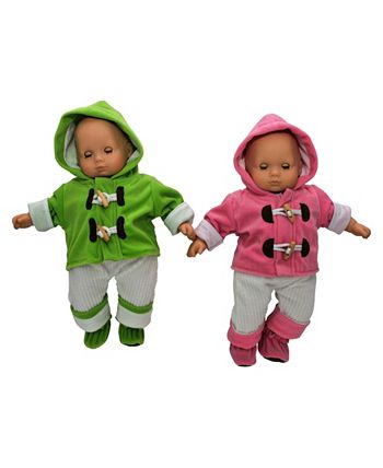 The Queen's Treasures - BBPJGJ-C,  Set of Two Complete Bitty 15" Baby Doll Twin Overall Outfits