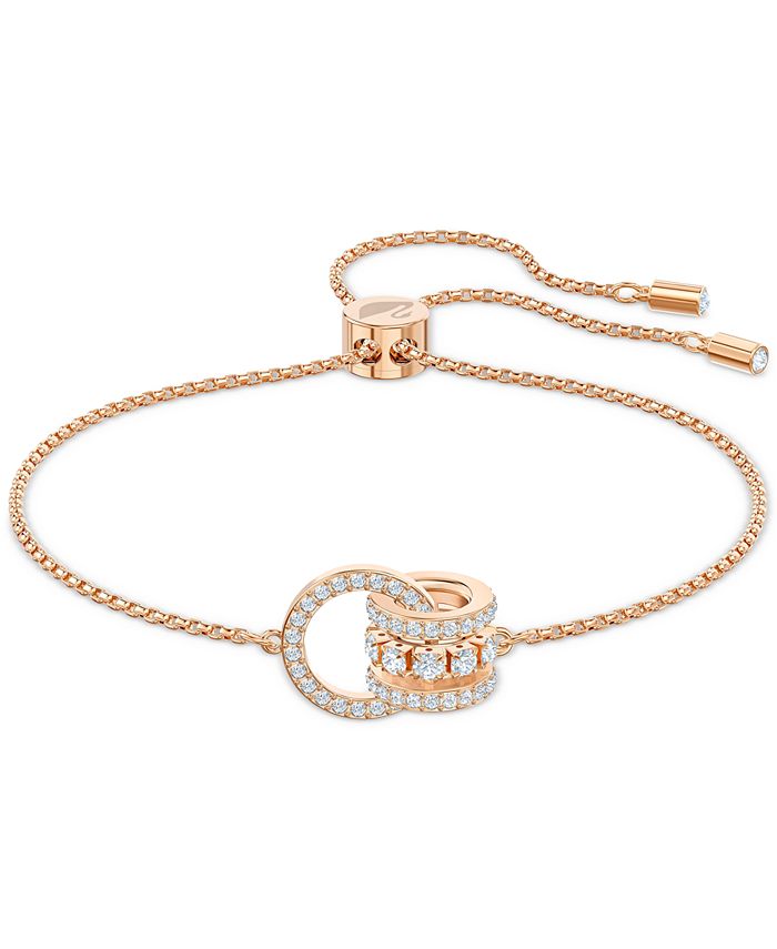 Swarovski Rose Gold-Tone Crystal Interlocking Loops Bolo Bracelet ...