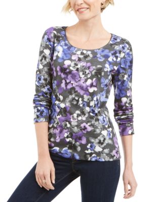 Karen Scott - Printed Scoop-Neck Top, Created for Macy's