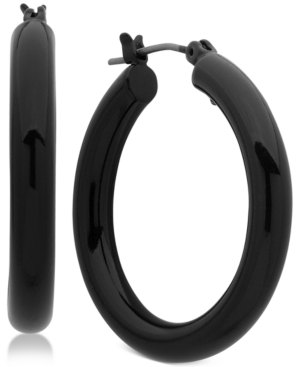 image of Dkny Jet-Tone Thick Small Hoop Earrings 3/4