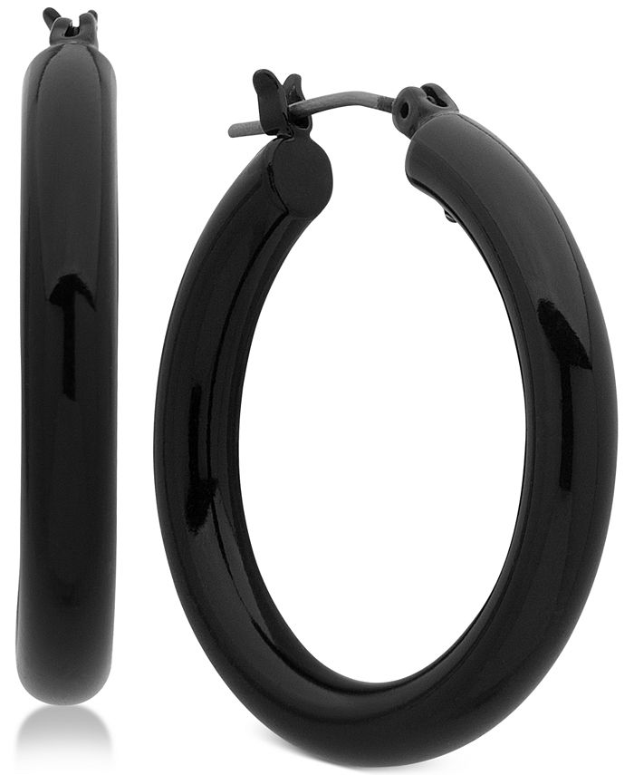 DKNY - Jet-Tone Thick Small Hoop Earrings